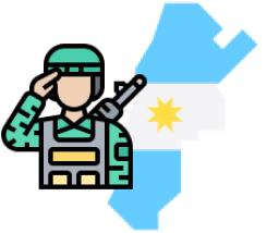 Logo de sección con un soldado saludando y la bandera argentina en forma de isla